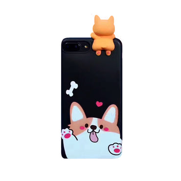 Corgi iPhone Case with Mini Rubber Doll