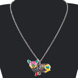 Enamel Corgi Pendant Necklace