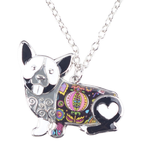 Enamel Corgi Pendant Necklace