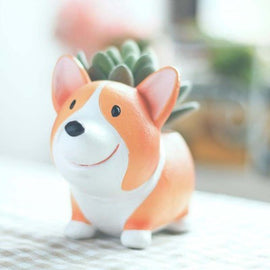 Corgi Miniature  Flower Pot