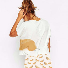 Corgi Dog Print Crop Shirt