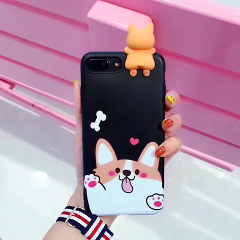 Corgi iPhone Case with Mini Rubber Doll