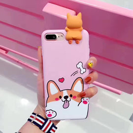 Corgi iPhone Case with Mini Rubber Doll